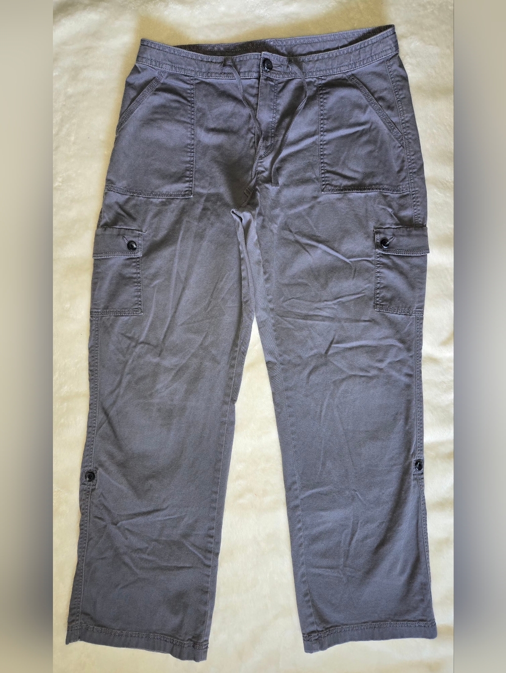 L.L. Bean Women's Favorite Fit Roll-Up Cargo Pants Grey Size 12 Regular